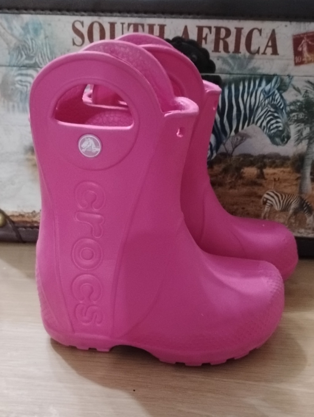 CROCS Kids Bright Pink Waterproof Pull-On Rain Boots